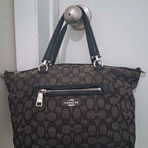 Coach Prairie Handbag in Colorblock Signature Canvas Black & Grey